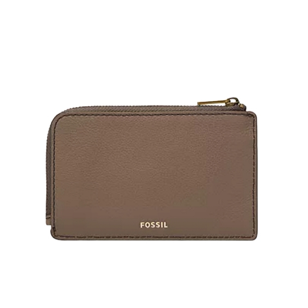 Fossil Jori Leather Zip Card Case in Vintage Khaki